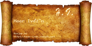 Heer Iván névjegykártya
