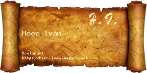 Heer Iván névjegykártya